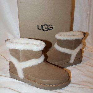 NIB UGG‎ MINI SPILL SEAM CHESTNUT SUEDE SHEARLING BOOTS